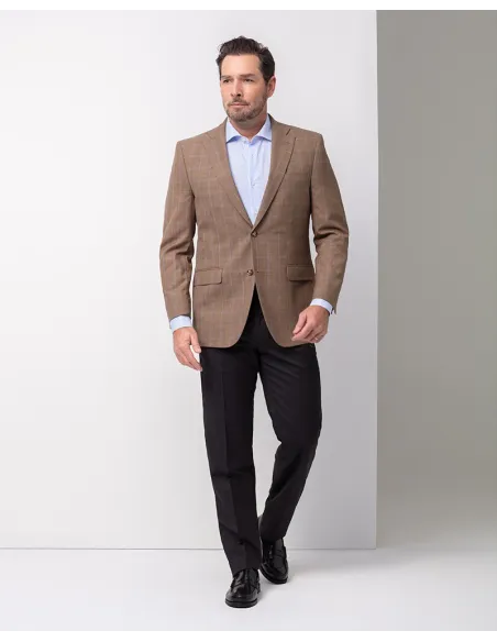 CAMEL PIED POULE BLAZER WITH SQUARE | JOHN TWEED TAILORED