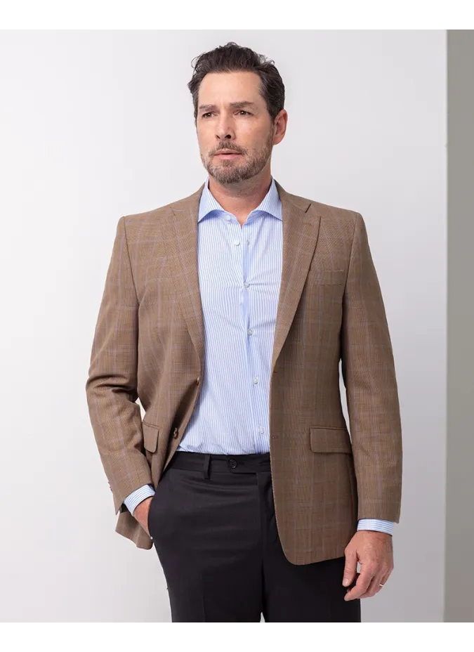 CAMEL PIED POULE BLAZER WITH SQUARE | JOHN TWEED TAILORED