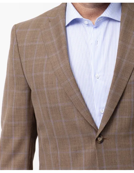 CAMEL PIED POULE BLAZER WITH SQUARE | JOHN TWEED TAILORED