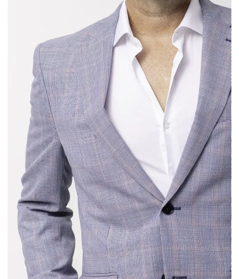 BLUE PIED POULE BLAZER WITH SQUARE | JOHN TWEED TAILORED 2