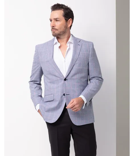 BLUE PIED POULE BLAZER WITH SQUARE | JOHN TWEED TAILORED
