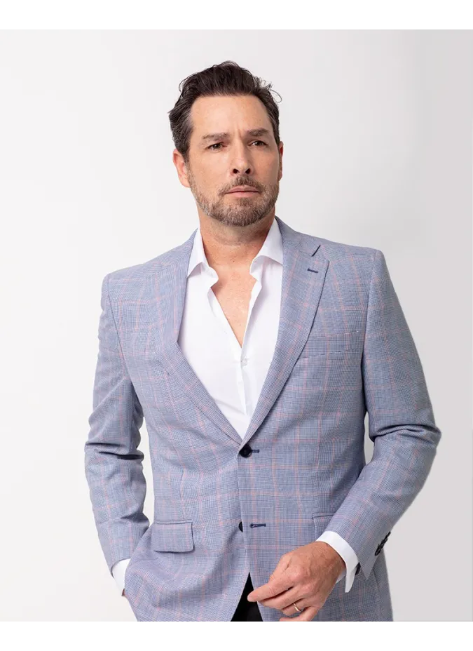 BLUE PIED POULE BLAZER WITH SQUARE | JOHN TWEED TAILORED