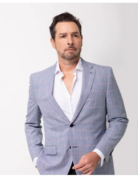BLUE PIED POULE BLAZER WITH SQUARE | JOHN TWEED TAILORED