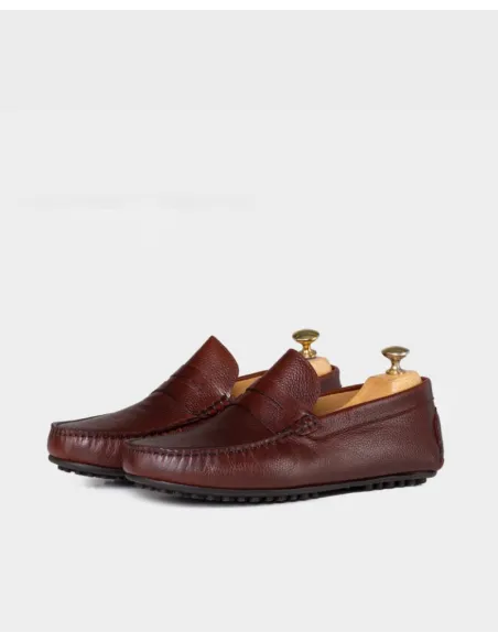ENGRAVED BROWN LEATHER DRIVER SHOE | JOHN TWEED TAILORED