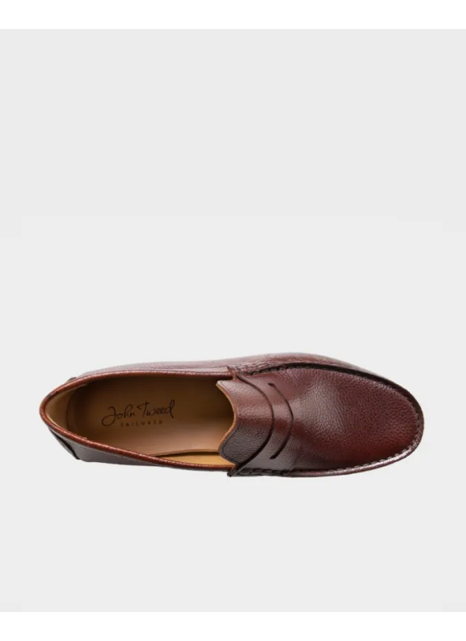ENGRAVED BROWN LEATHER DRIVER SHOE | JOHN TWEED TAILORED
