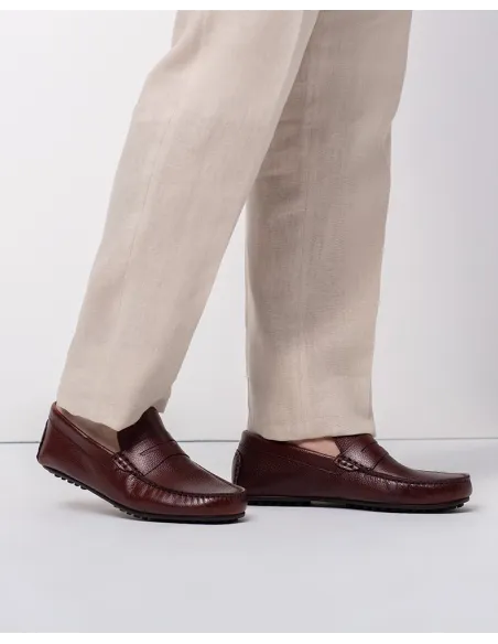 ENGRAVED BROWN LEATHER DRIVER SHOE | JOHN TWEED TAILORED