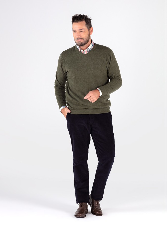 Sage Green V Neck Wool Sweater