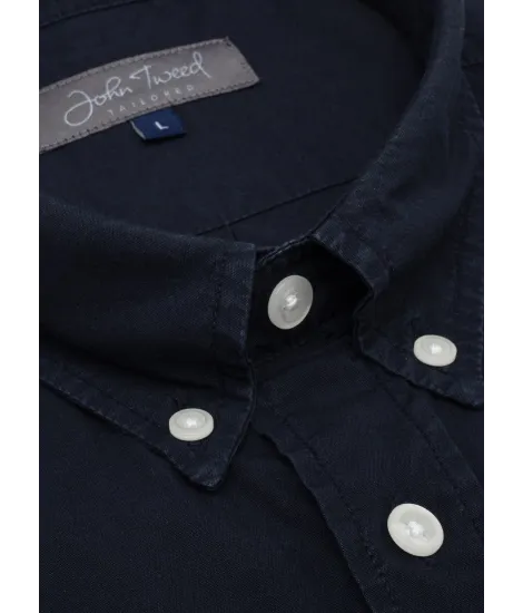 Blue Stripe Cotton Oxford Shirt | Classic Men's Shirts | JOHN TWEED 2