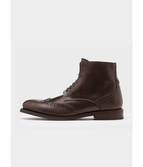 Bota Pele Castanha Ensebada com Picotado | JOHN TWEED TAILORED 2