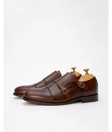 Zapatos Doble Hebilla Marrón