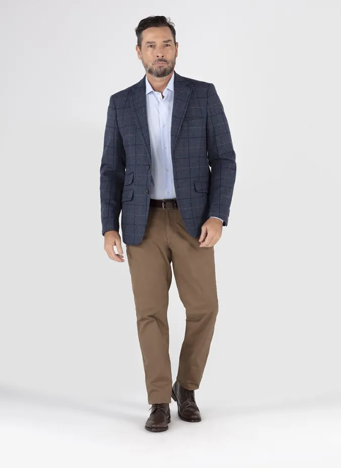 Blue Wool Blazer with Checks| JOHN TWEED TAILORED
