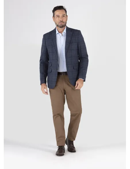Blazer de Lã Azul com Quadros