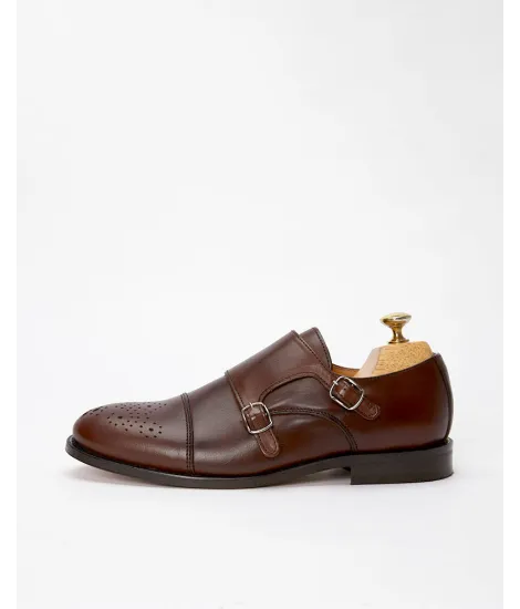 Zapatos Doble Hebilla Marrón 2