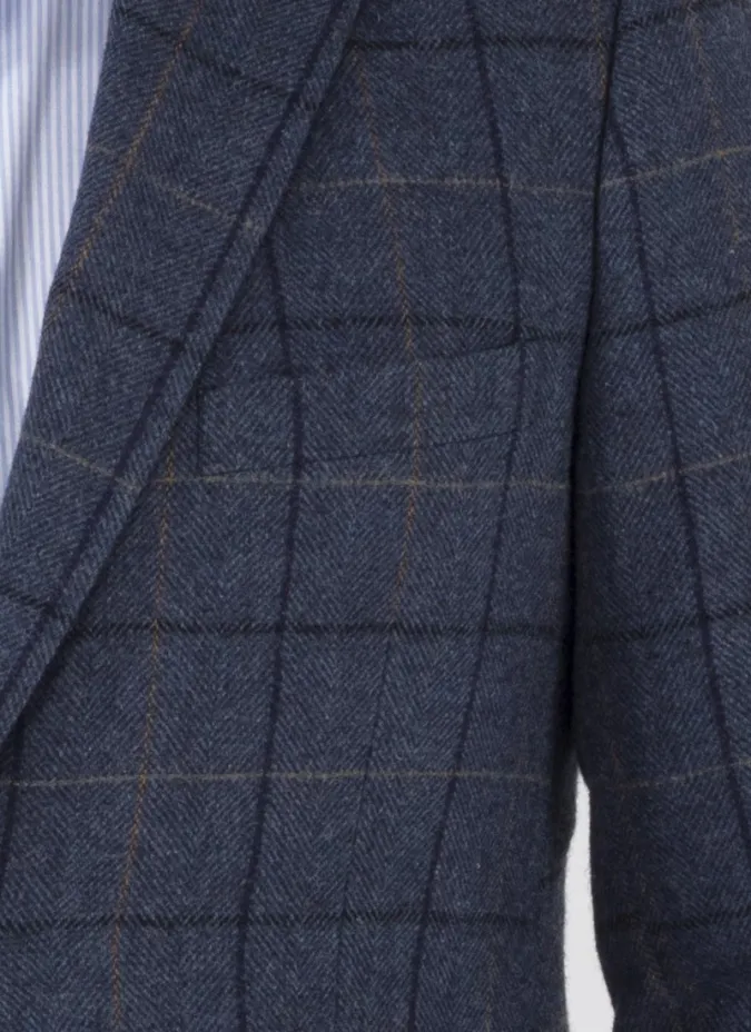 Blazer de Lã Azul com Quadros