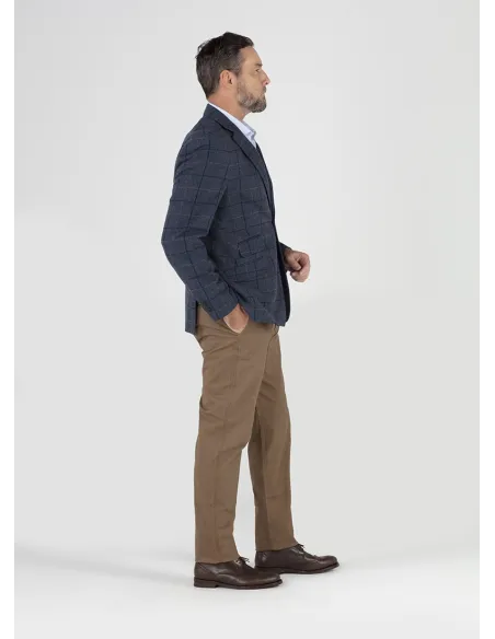 Blazer de Lã Azul com Quadros