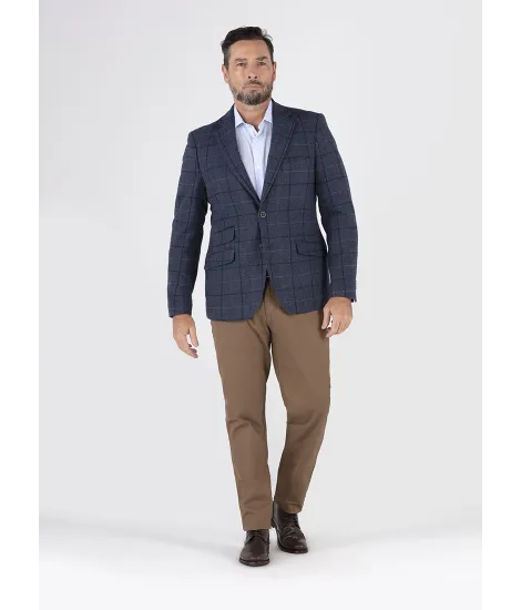 Blazer de Lã Azul com Quadros