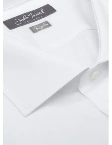 WHITHE COTTON DOUBLE CUFF SHIRT | JOHN TWEED TAILORED