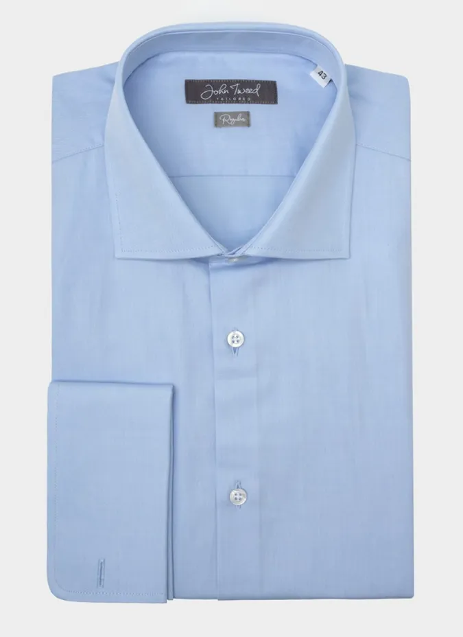Camisa Clásica Azul con Puño Doble