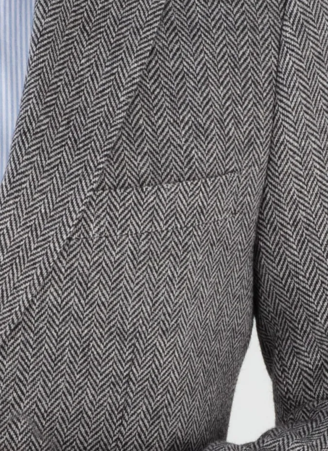 GREY HERRINGBONE WOOL BLAZER | JOHN TWEED TAILORED