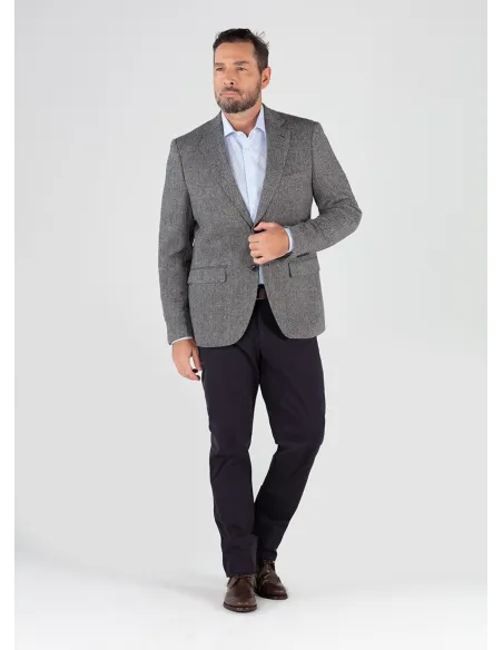 GREY HERRINGBONE WOOL BLAZER | JOHN TWEED TAILORED