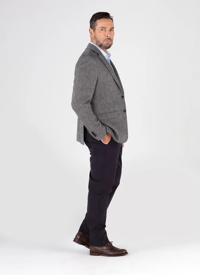 GREY HERRINGBONE WOOL BLAZER | JOHN TWEED TAILORED