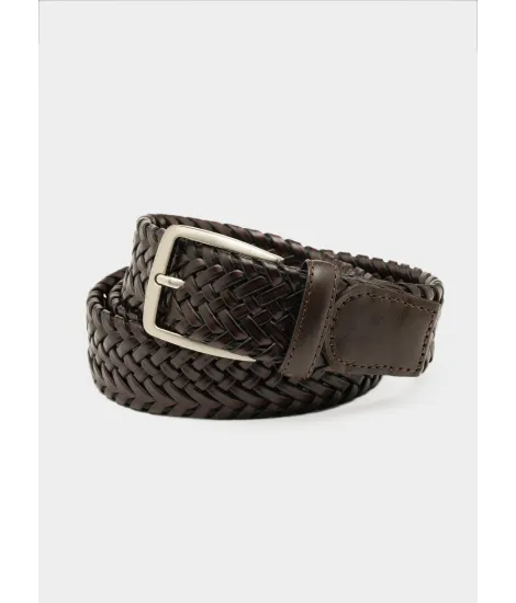 BROWN BRAIDED BELT | JOHN TWEED TAILORED