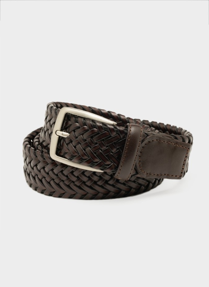 Brown Braided Leather Belt