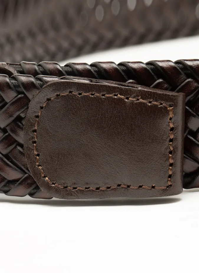 BROWN BRAIDED BELT | JOHN TWEED TAILORED
