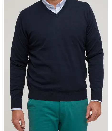 NAVY BLUE COTTON KNIT | JOHN TWEED TAILORED 2