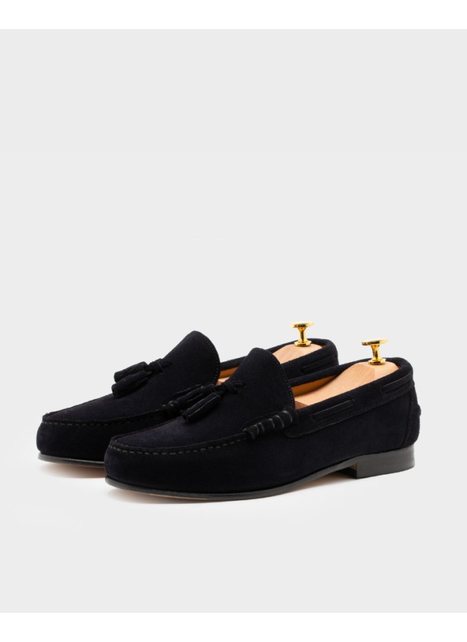 Sapato Casual Luva Camurça Azul com Berloque