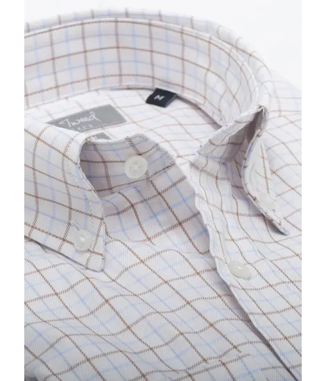 Beige Checked Viyella Shirt| JOHN TWEED TAILORED 2