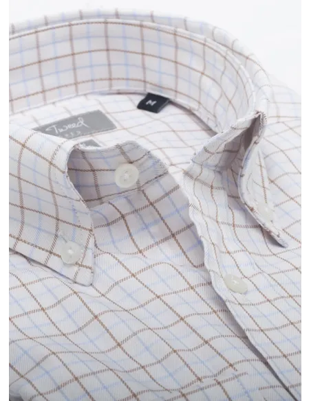 Beige Checked Viyella Shirt| JOHN TWEED TAILORED