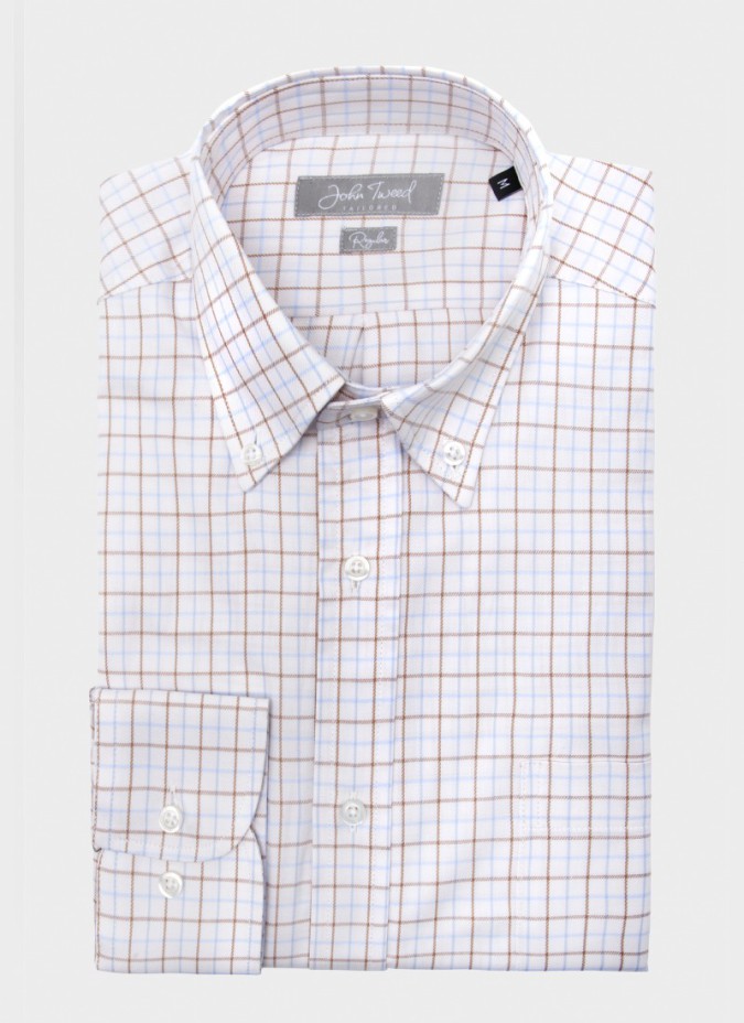 Camisa Sport de Viyela a Cuadros Beige