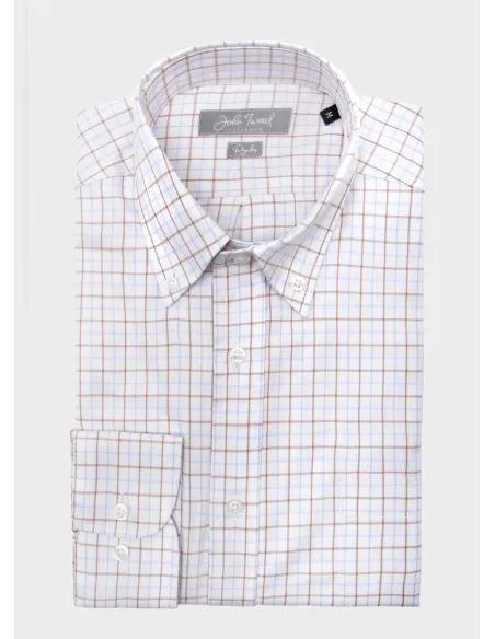 Beige Checked Viyella Shirt| JOHN TWEED TAILORED