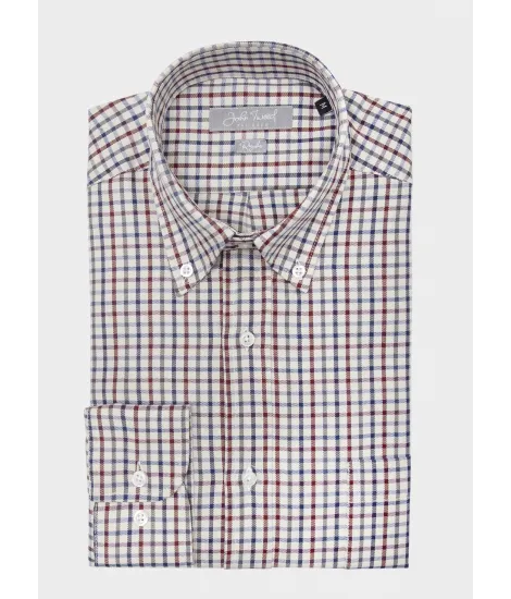 Camisa Sport de Viyela a Cuadros Azul y Burdeos| JOHN TWEED