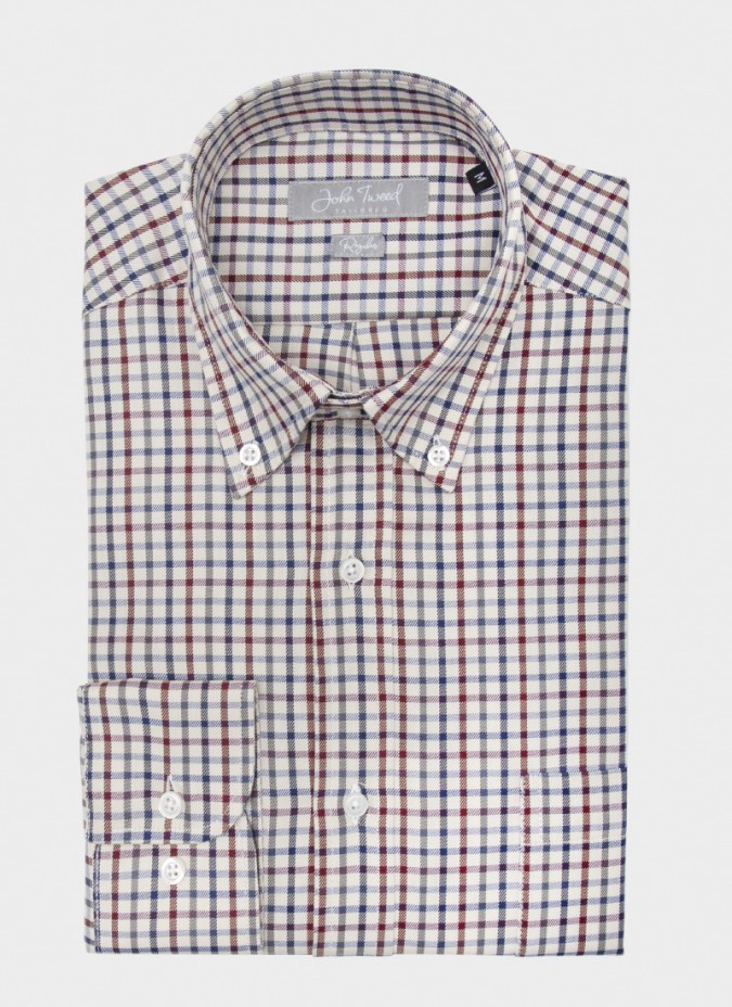 Camisa Vaiella Xadrez Azul e Bordeaux