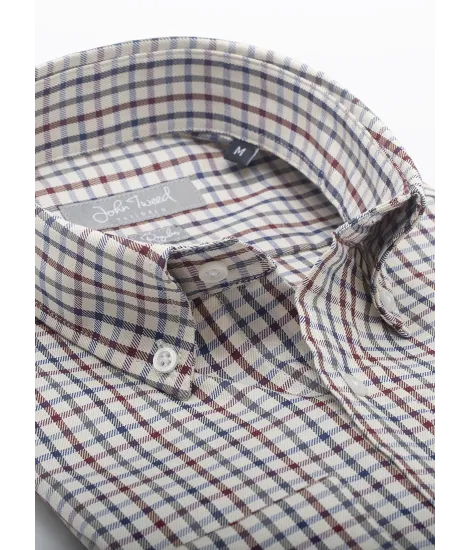 Camisa Sport de Viyela a Cuadros Azul y Burdeos| JOHN TWEED 2