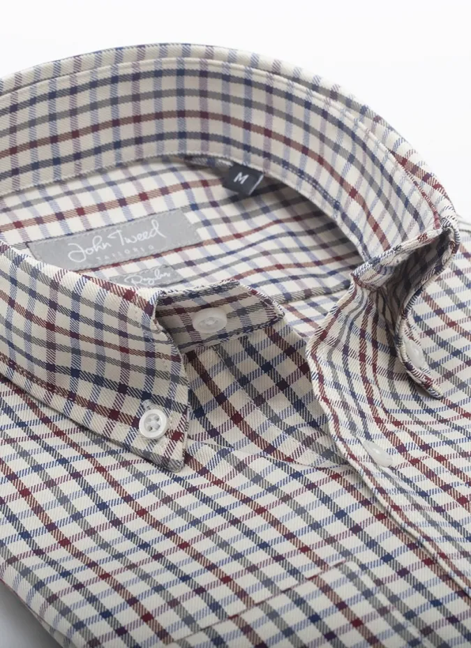 Camisa Vaiella Xadrez Azul e Bordeaux