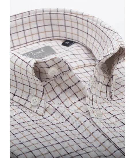 Camisa Sport de Viyela a Cuadros Camel y Marron| JOHN TWEED 2