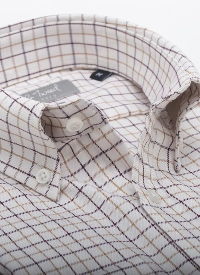 Camisa Sport de Viyela a Cuadros Camel y Marron| JOHN TWEED