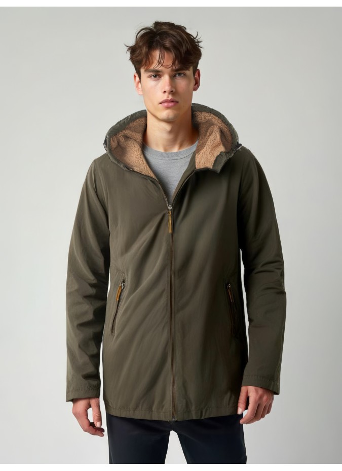 Parka Impermeavel Verde com Capuz