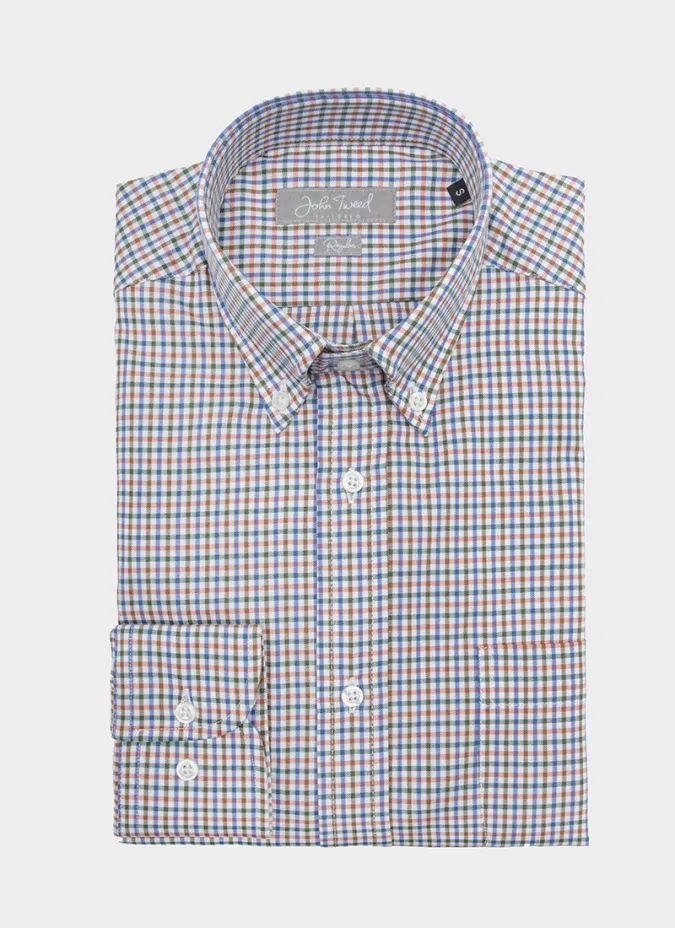 VAIELLA SHIRT IN BROWN AND BLUE | JOHN TWEED TAILORED