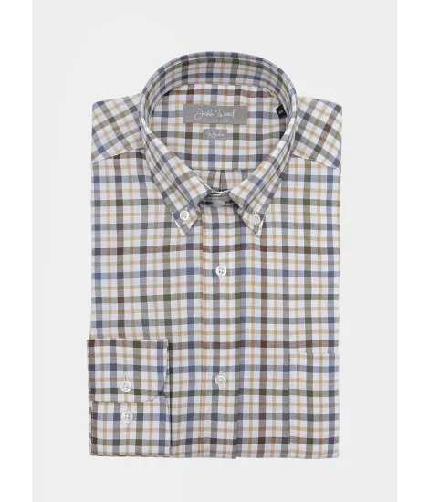 Camisa Vaiella Castanho e Azul | JOHN TWEED TAILORED