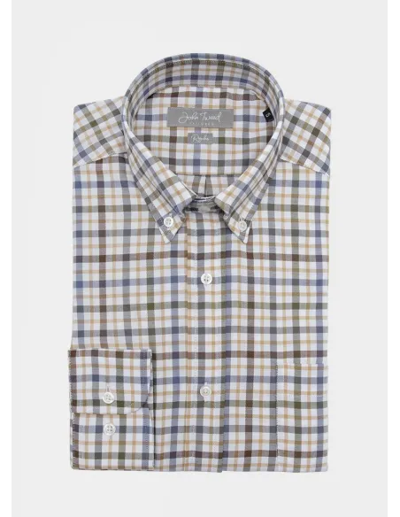 VAIELLA SHIRT IN BROWN AND BLUE | JOHN TWEED TAILORED