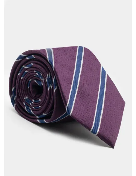 Corbata de Seda con Raya Burdeos| JOHN TWEED