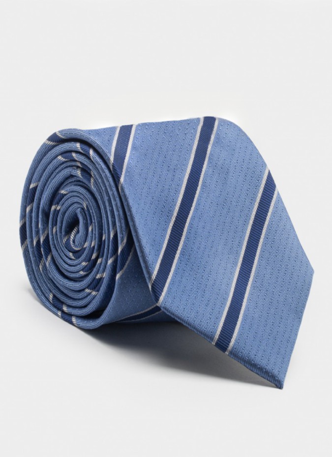 Gravata de Seda Risca Azul