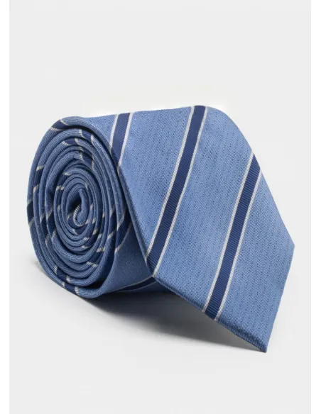 Blue Stripe Silk Tie| JOHN TWEED TAILORED
