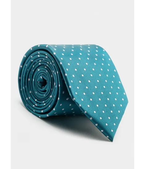 Corbata de Seda Verde com Lunares Blancosl| JOHN TWEED