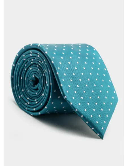 Corbata de Seda Verde com Lunares Blancosl| JOHN TWEED