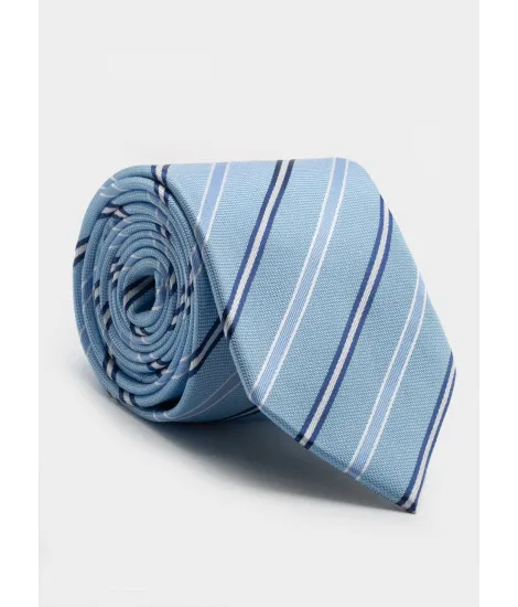 Corbata de Seda Azul Clara con rayas de Coloresl| JOHN TWEED